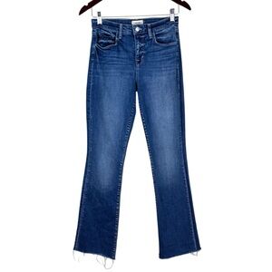 L'Agence Ruth Jeans Womens 26 High Rise Straight Cambridge Blue Denim Distressed